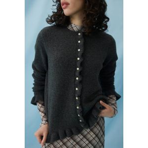 Vila Dames vest grijs (Maat: S) - Mélange - Halslijn: Ronde hals,