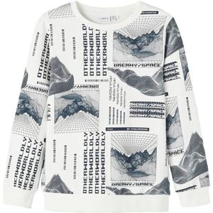 NAME IT KIDS sweater NKMLOLUMBO met all over print wit/donkerblauw