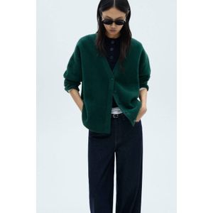 Mango gebreid vest petrol