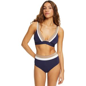 ESPRIT Women Beach high waist bikinibroekje donkerblauw/wit/beige