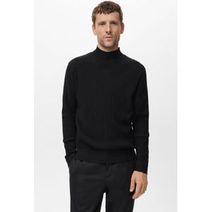 Mango Man trui rib gebreid zwart