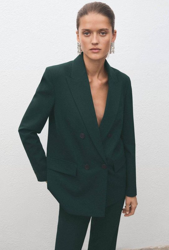 Mango regular blazer donkergroen