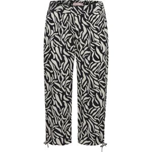 Simple Wish cropped regular fit broek SWRELAX met all over print zwart/ecru