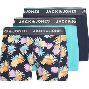 JACK & JONES JUNIOR boxershort JACREECE FLOWER - set van 3 blauw