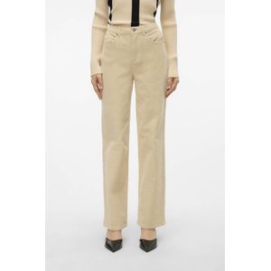 VERO MODA corduroy wide leg high waist casual broek crème
