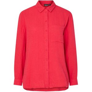 PIECES - Curve - Blouse - Rood - Lange Mouwen - Katoen