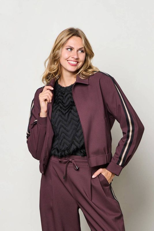 &Co Woman - FIENE - Casual Broek - Donkerpaars - Hoge Taille