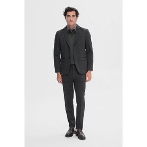 SELECTED HOMME gemêleerde slim fit pantalon SLHSLIM-AITOR donkergrijs