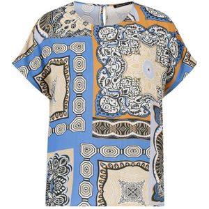 Expresso top met all over print blauw/grijs/ecru