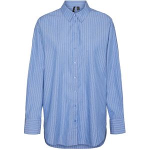 VERO MODA blouse VMGILI met krijtstreep blauw/wit