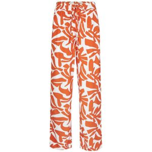 Miss Etam high waist wide leg broek met all over print oranje/wit