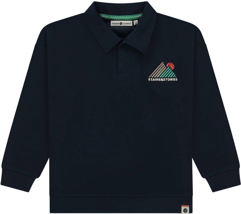 Stains & Stories - Sweatshirt Polo - Marine - Poloshirt