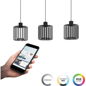 EGLO Connect connect.z Ginestrone-Z Hanglamp - 90 cm - Zwart/Wit - Instelbaar RGB & wit licht - Dimbaar - Zigbee