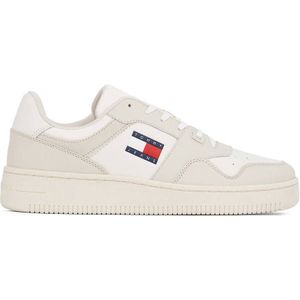 Tommy Jeans TJM Retro Basketess leren sneakers ecru