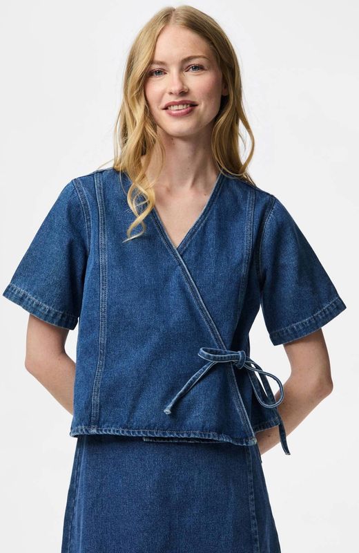 Pieces - Fibbo - Blouse - Mêlee - Katoenmix - Vetersluiting