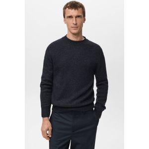 Mango Man trui met wol fijn gebreid marineblauw
