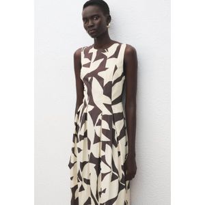 Mango gebloemde A-lijn jurk ecru