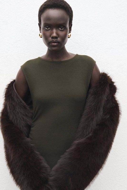 Mango - Maxi Jurk - Kaki