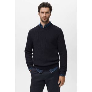 Mango Man x Casper Ruud trui grof gebreid donkerblauw
