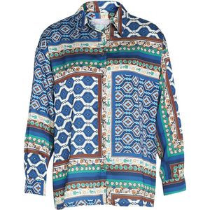 Cassis blouse met all over print blauw