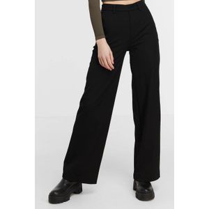 OBJECT wide leg pantalon OBJLISA van gerecycled polyester zwart