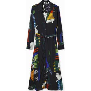 Desigual blousejurk met all over print en ceintuur zwart