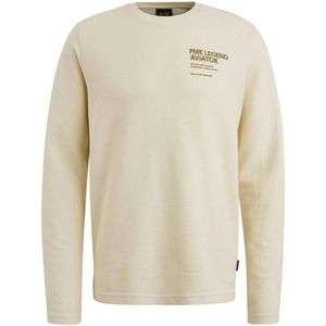 PME Legend fijngebreide longsleeve met logo ecru