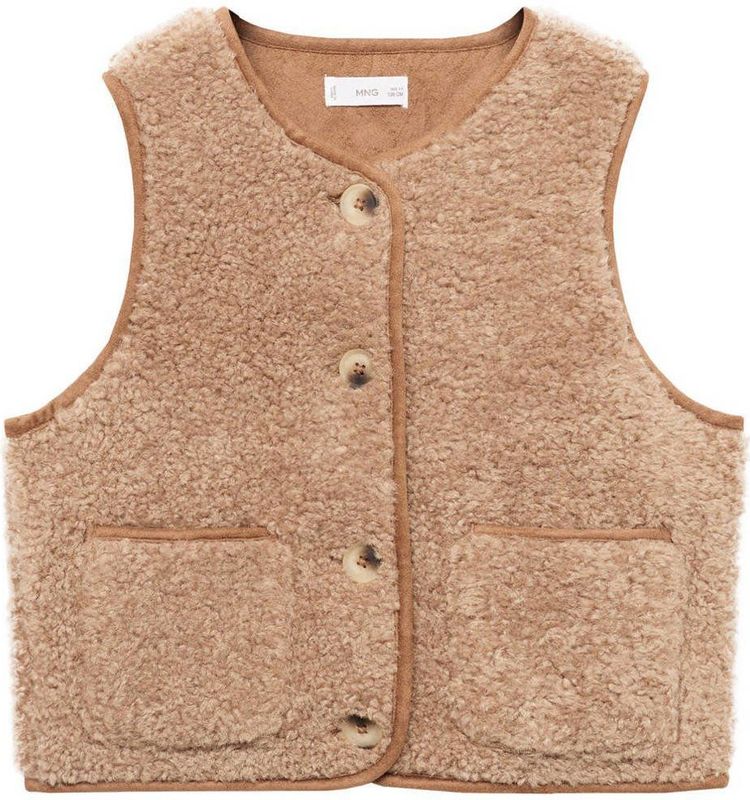 Mango Kids teddy gilet bruin