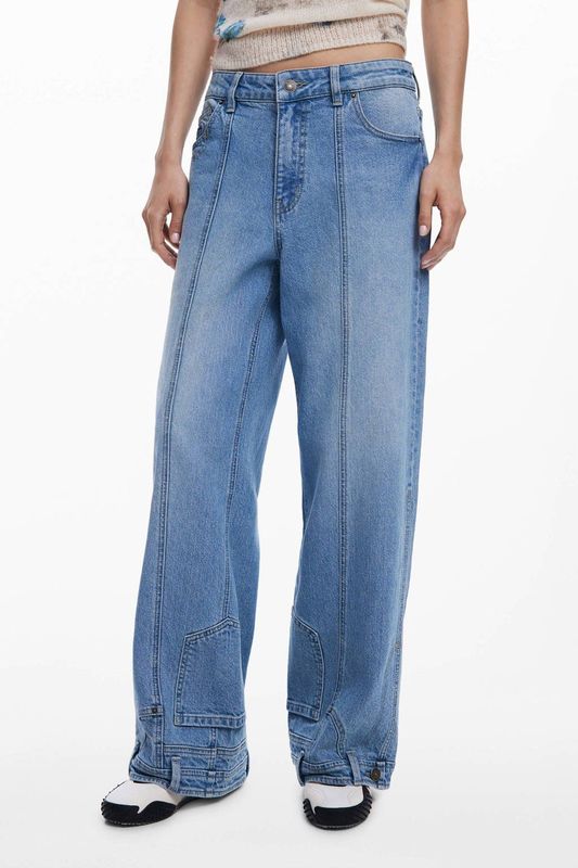 Desigual - Rechte Jeans - Lichte Spijkerbroek - Effen - Lang - Versleten Effect