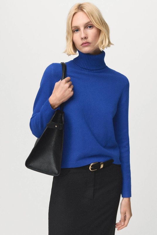 Mango coltrui blauw gebreid