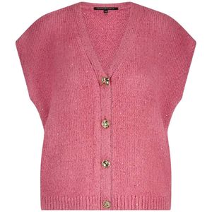 Tramontana - Gebreid Vest - Roze - Mouwloos - Met Pailletten