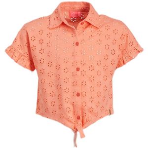 29FT blouse met broderie oranje