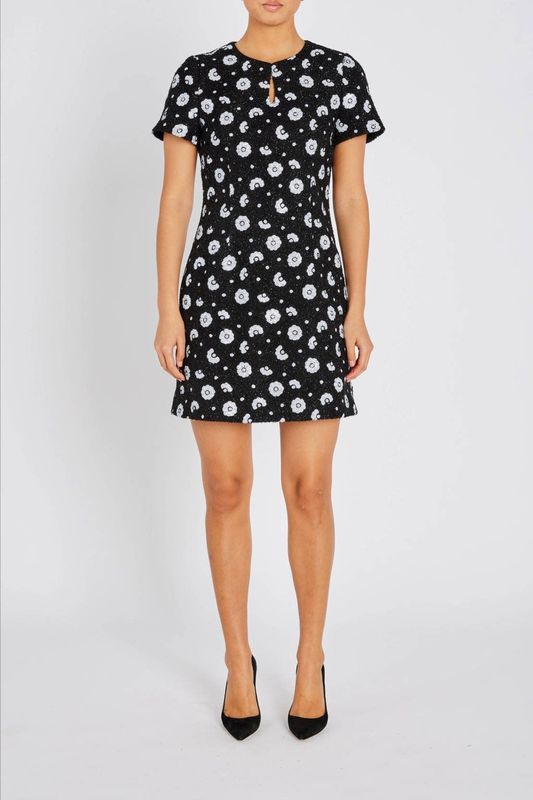 Bruuns Bazaar gebloemde korte jurk met pailletten zwart