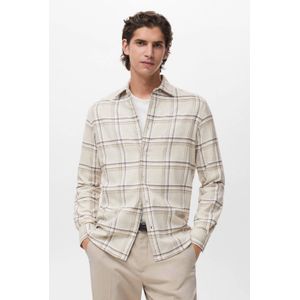 Mango Man geruite overshirt beige