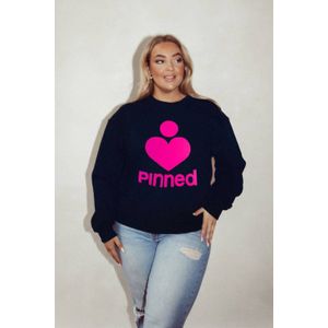 Pinned by K Curve sweater donkerblauw