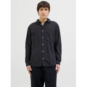 JACK & JONES ESSENTIALS linnen casual overhemd zwart