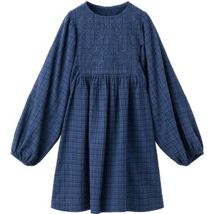 Mango Kids geruite blousejurk marineblauw