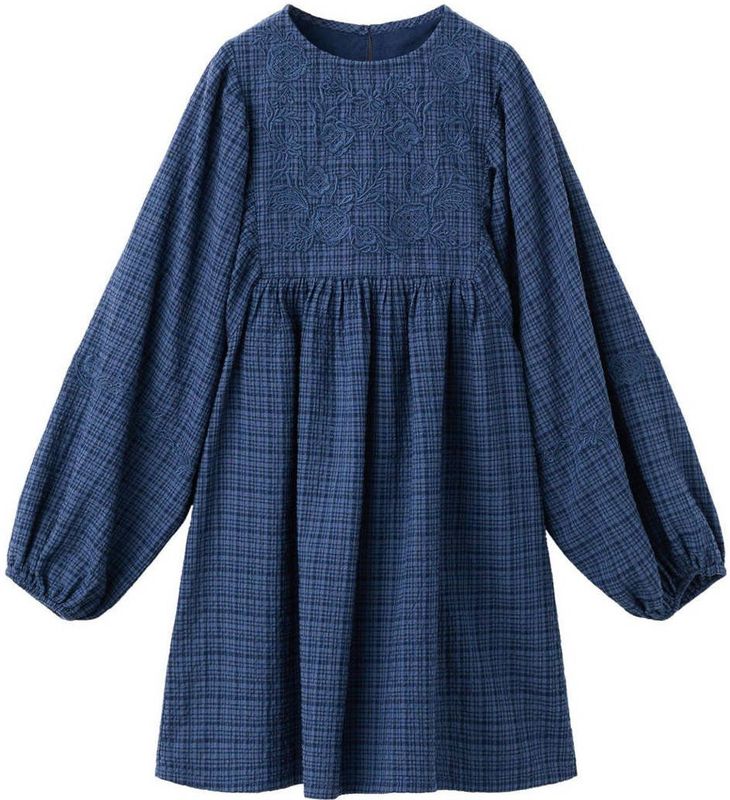 Mango Kids geruite blousejurk marineblauw