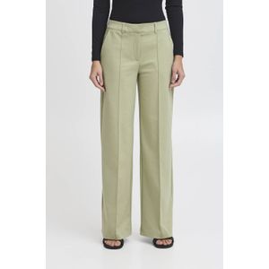ICHI - Wide Leg Regular Waist Pantalon - Lichtgroen