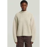 G-STAR - Cable Double Collar Knit - Gebreide Trui - Ecru