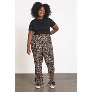 NOISY MAY Curve high waist flared legging met dierenprint bruin/zwart