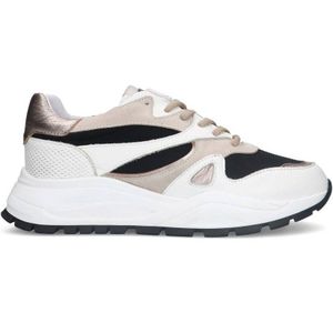 Manfield chunky leren sneakers wit/beige/zwart