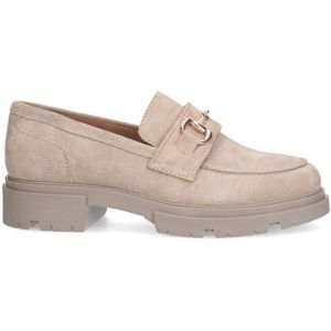 Manfield suède loafers met gesp beige