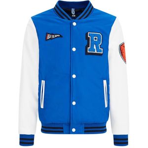 WE Fashion baseball jacket van gerecycled polyester blauw/wit