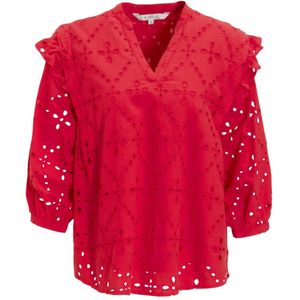 Miljuschka by Wehkamp blouse met broderie rood