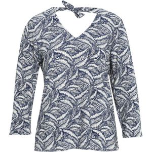 Cassis top met all over print marine/wit