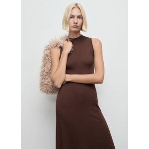 Mango A-lijn jurk met wol donkerbruin
