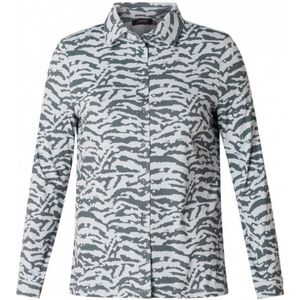 Yesta blouse van travelstof met zebraprint grijs