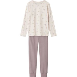 NAME IT KIDS pyjama Bow met all over print donkerroze/ecru