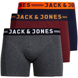 JACK & JONES JUNIOR boxershort JACLICHFIELD - set van 3 antraciet/rood/zwart